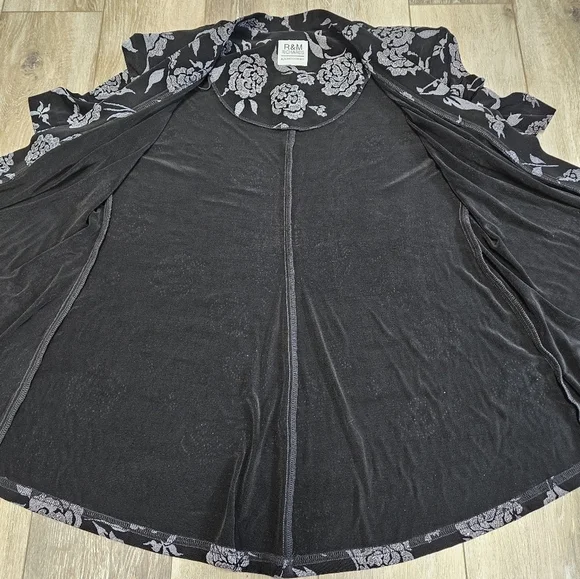 R & M Richards Karen Kwong Vintage 2 Piece Formal Dress Silver Black Women's - Picture 14 of 15